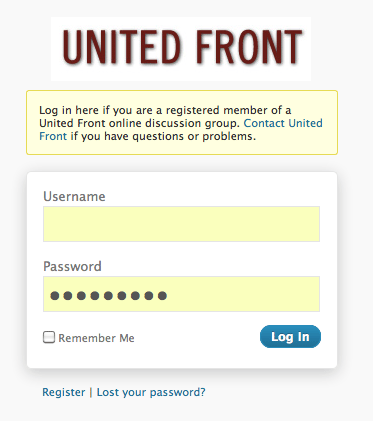 WordPress login message